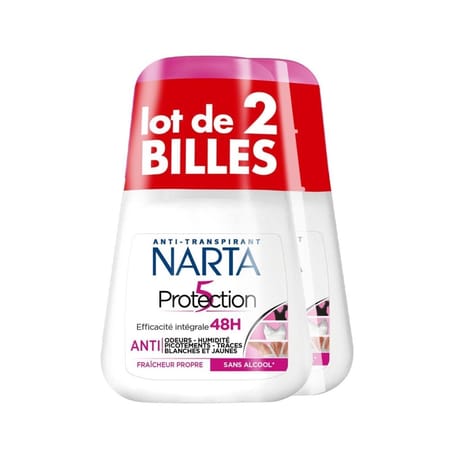 Narta femme déodorant protection 5 48h bille lot de 2x50ml