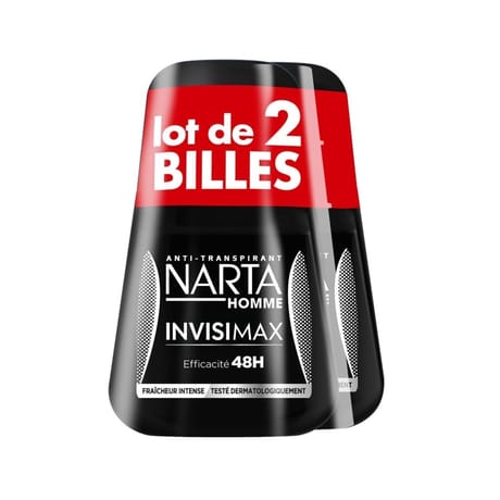 Narta homme déodorant roll on 50ml invisimax lot de 2
