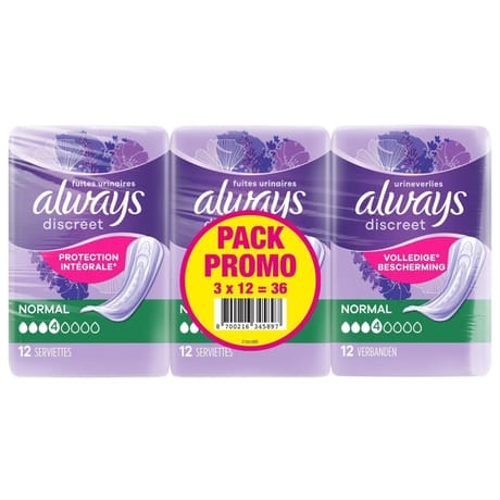 Always discret serviettes fuites urinaires normal x36