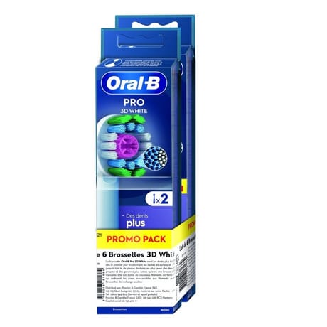 Oral-b pro 3d white brossettes pour brosser a dent 6 unités