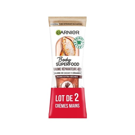 Garnier body superfood crème mains beurre de cacao lot de 2 x 75 ml