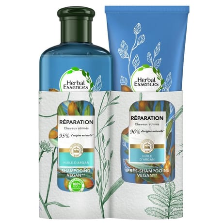 Herbal Essences coffret shampooing réparation huille d'argan + ap shampooing