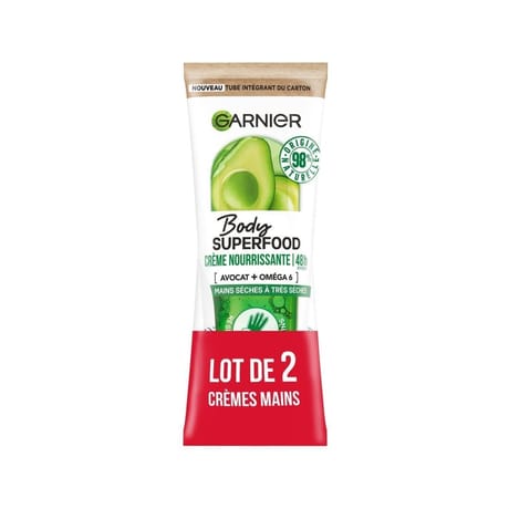 Garnier body superfood crème mains nourrissante avocat lot de 2 x 75 ml