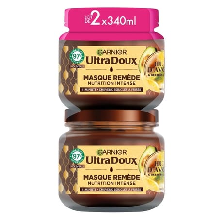 Garnier ultra doux masque remède nutrition intense avocat karité lot 2x 340ml