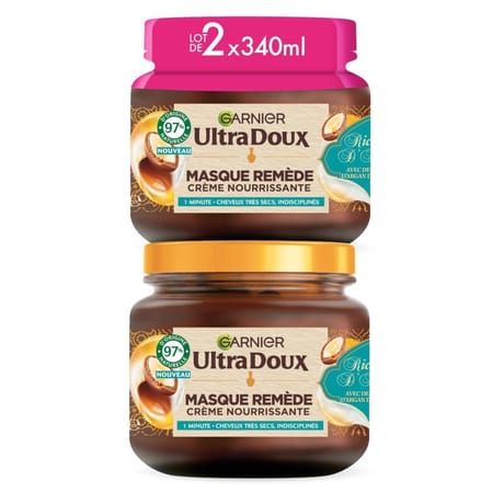 Garnier ultra doux masque remède crème nourrissante argan 2 x 340ml