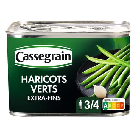 Cassegrain haricots verts extra fins cueillis et rangés main 4/4 390g