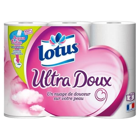 Lotus papier toilette blanc ultra doux aquatube x6 rouleaux