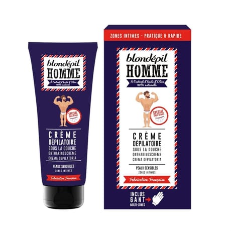 Blondepil creme depilatoire & gant gommant zone intime homme 100ml