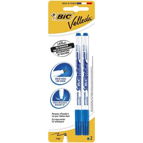 Bic 2 feutres velleda bleu 1721 blister