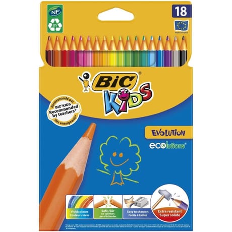 Bic kids évolution étui carton suspendu x18 couleurs assorties