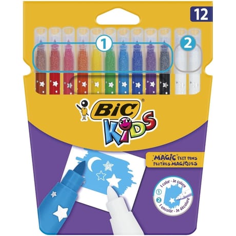 Bic 12 feutres de coloriage kids couleur effaçable magic