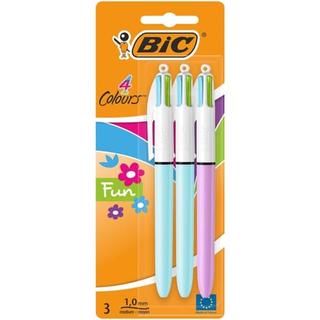 Blister de 2+1 stylos bille 4 couleur fashion