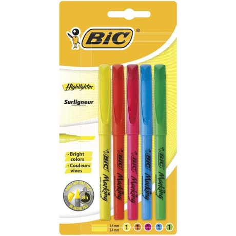 Bic 5 surligneurs brite liner bisau couleurs assorties