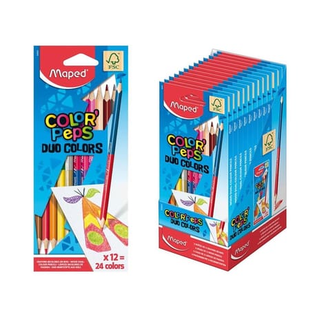 Maped 12 crayons de couleur "duo" en pochette carton