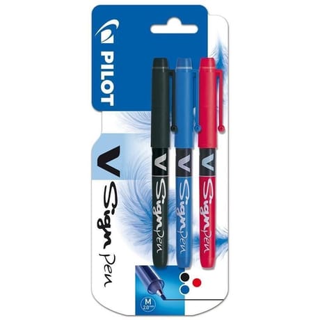 Pilot 3 feutres v-sign pen noir bleu rouge