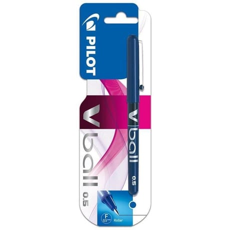Pilot roller fin pointe métal v-ball 0.5 bleu encre liquide visible