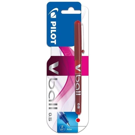 Pilot roller fin pointe métal v-ball 0.5 rouge encre liquide visible