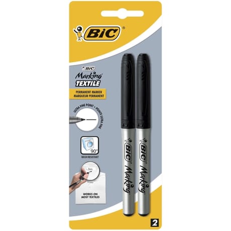 Bic 2 marqueurs textile noir