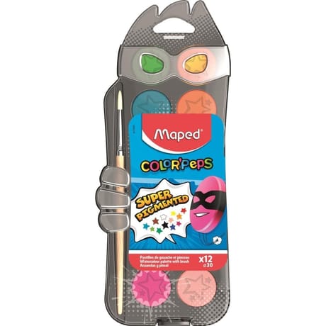 Maped pastilles peinture à l'eau 30mm x 12 boîte plastique
