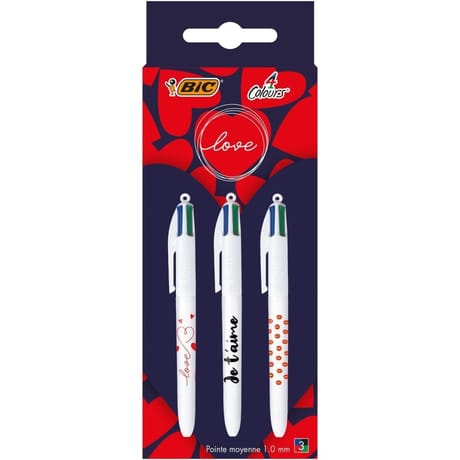 Bic 4 couleurs messages stylos-bille love x3