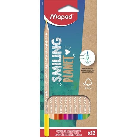 Crayons fsc 100% smiling planet x12 boite carton