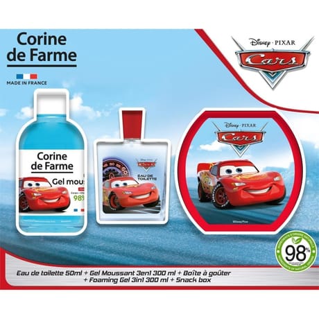 Corine de farme coffret cars eau de toilette 50ml gel moussant 3en1 et boîte à goûter
