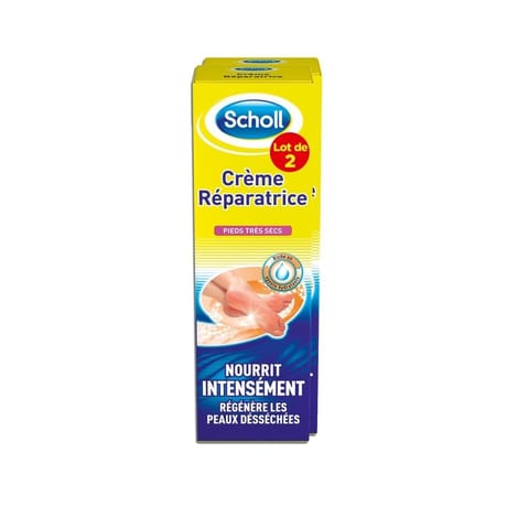Scholl crème réparatrice pieds très secs lot de 2 x 75ml