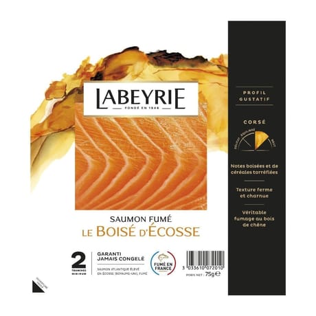 Labeyrie saumon Atlantique d'Ecosse fumé 2 tranches 75g