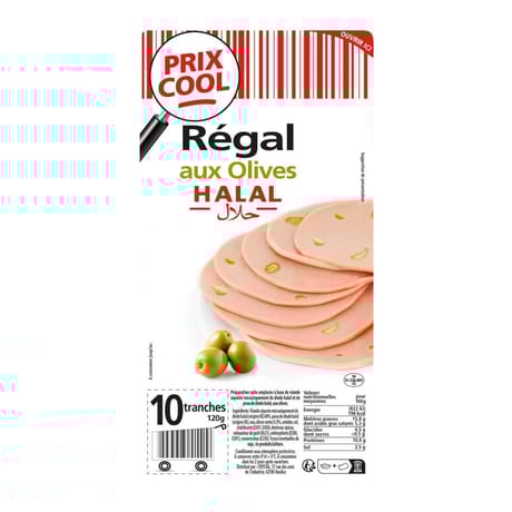 Prix cool régal aux olives halal 10 tranches 120g