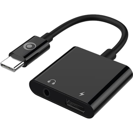 Bigben connected adaptateur audio jack 3.5mm + charge usb c vers usb c 60w 12cm noir ADACTOJACKC60WB