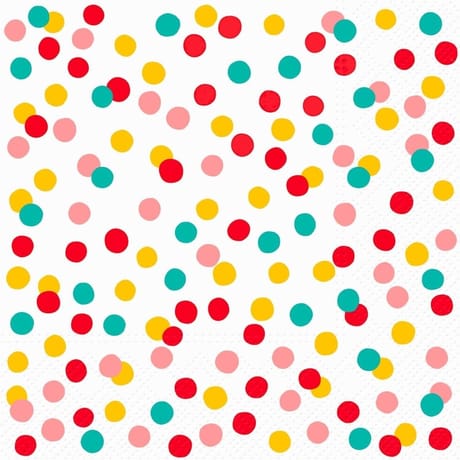 20 serviettes 33x33cm dots confettis multicolore