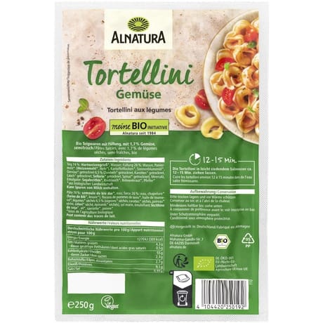 Alnatura tortellini aux légumes bio 250g