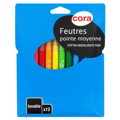 Cora - Boite de 12 feutres pointe moyenne