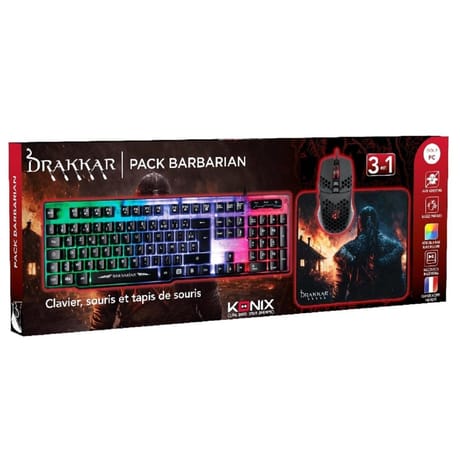 Konix pack gaming clavier + souris + tapis BARBARIAN