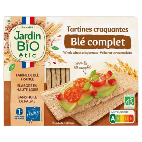 Jardin bio étic tartines craquantes blé complet bio 150g