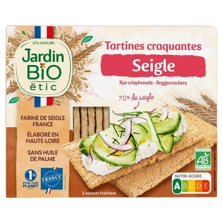 Jardin bio etic tartines craquantes seigle bio 150g