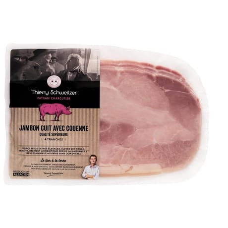 Jambon cuit 4 tranches a/c supérieur 200g schweitzer