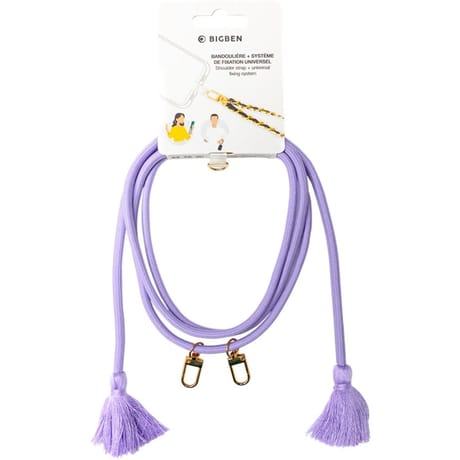 Bigben connected bandoulière universelle amovible ajustable violette avec pompon