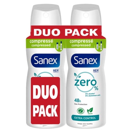 Sanex zéro % déodorant mixte spray extra efficace 2x100ml