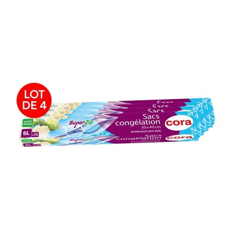 Cora sacs congélation double zip grand modèle lot 4x15
