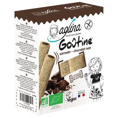 Aglina goûtine chocolat noir bio sans gluten végan 125g