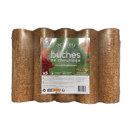 Actifeu pack de 5 bûches de chauffage