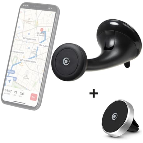 Bigben connected support voiture aimanté sur pare brise + ventilation noir 100% plastique