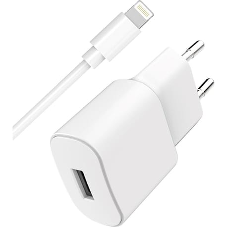 Wow chargeur maison USB A 2.4A FastCharge + Câble USB A/Lightning Blanc WOWCS24ACBLAMFIW