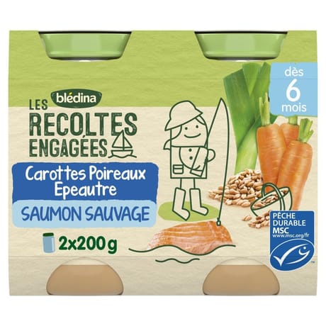 Bledina bio les recoltes engagées pots carottes poireaux epeautre saumon s