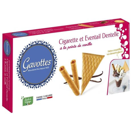 Gavottes cigarette et éventail dentelle vanille 100g