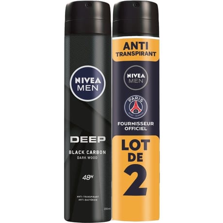 Nivea déodorant atomiseur homme deep lot x2 200ml