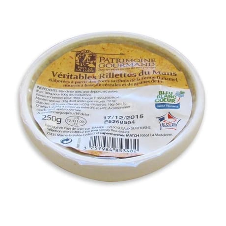 Terrinette rillettes du mans issues de porc label rouge 250g