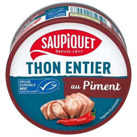 Saupiquet thon entier à l'huile d'olive et piment - 120g
