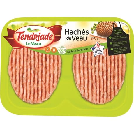Hachés de veau nature 2x100g Tendriade